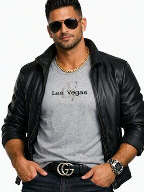 Vintage 90's Alstyle Las Vegas Embroidered Gray T-Shirt Size L
